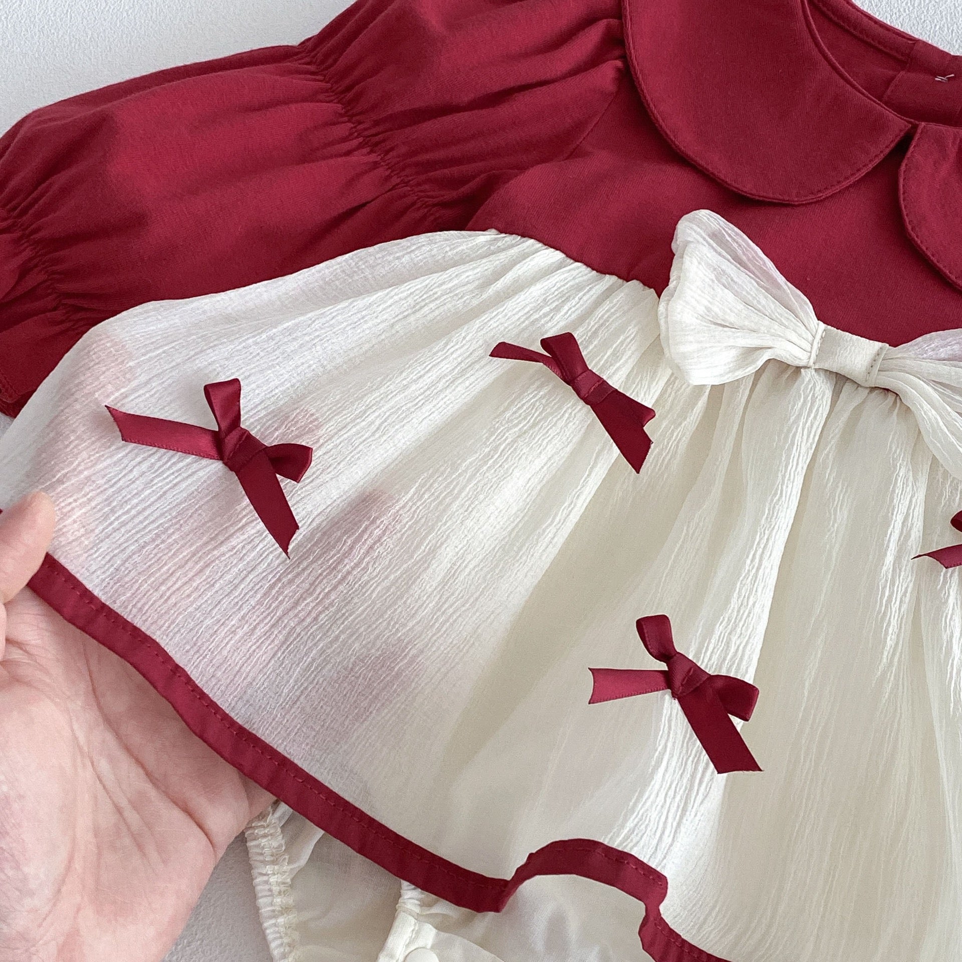 Baby Girl Red Bow Bodysuit Dress