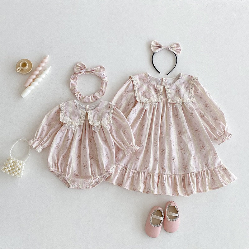 Infant Clothes Girls Family Sisters Matching Outfits Bow Bodysuit