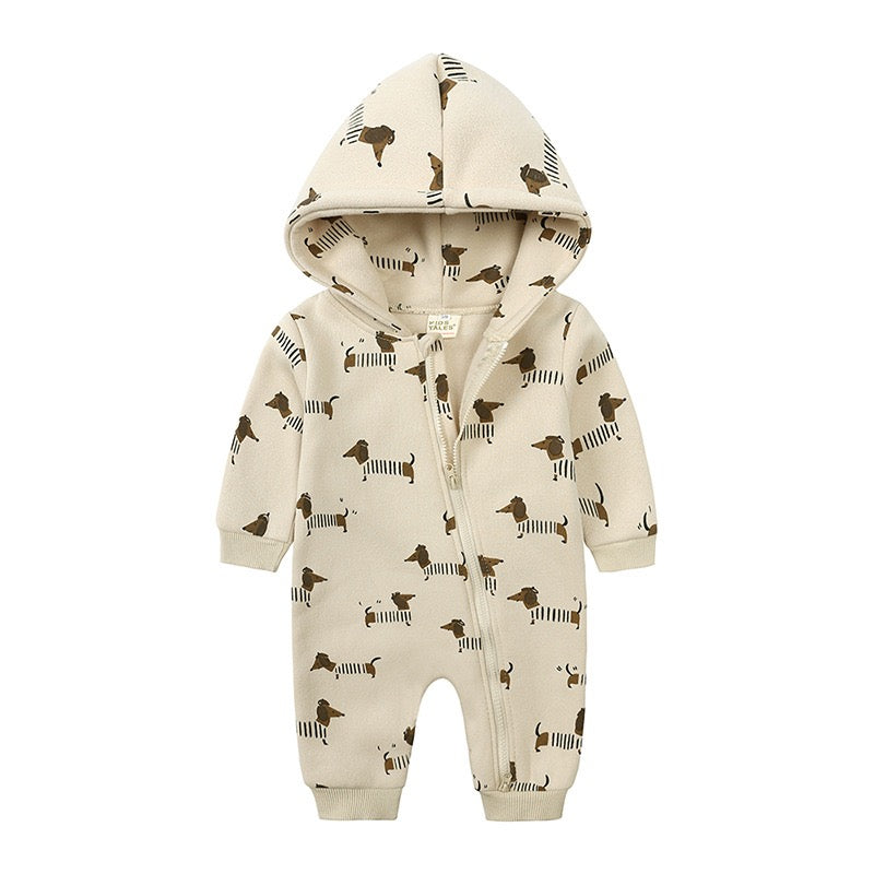 Children's Jumpsuit with Prints and Hood