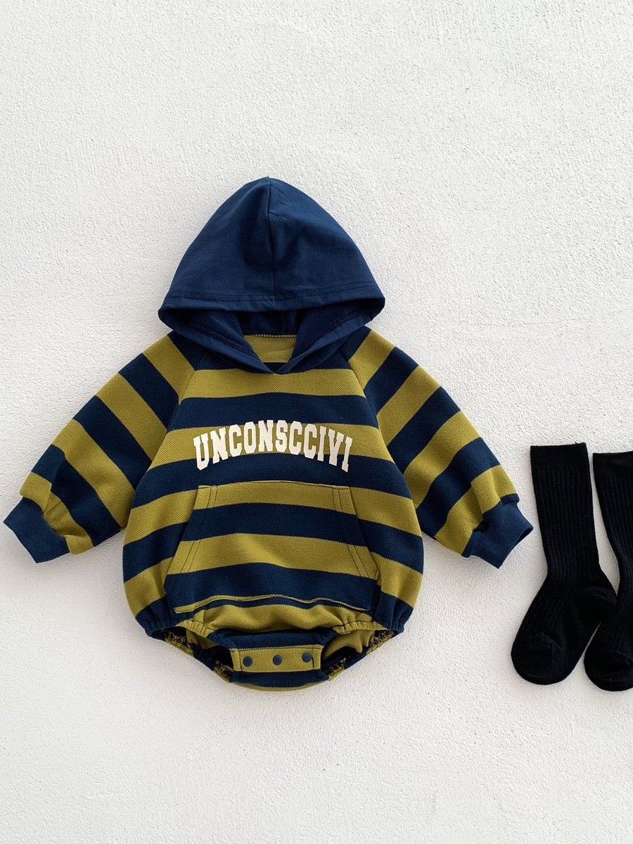Baby Striped Hooded Jumpsuit