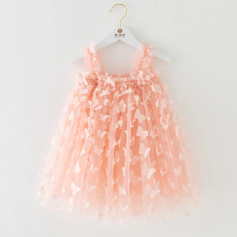 Children's Dress Tulle Flowers and Butterflies