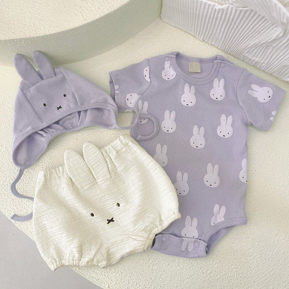 Baby Cartoon Romper + Pants + Hat Set