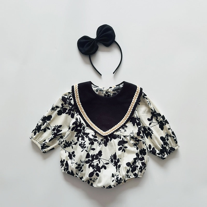 Black Floral Bodysuit/Dress for Women