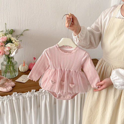 Baby Bodysuit with Tulle Skirt and Hearts