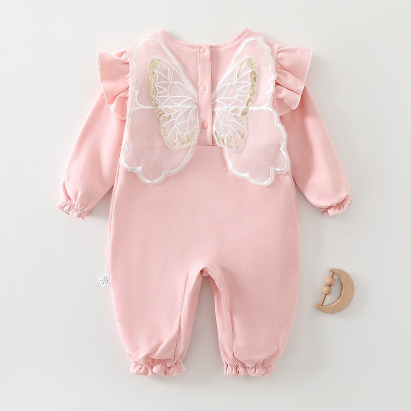 Children's Jumpsuit with Flowers and Wings