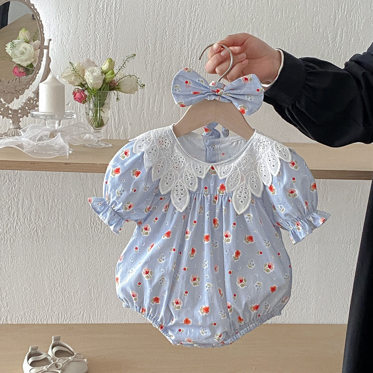 Infant Baby Romper Flying Sleeve Cotton Print Kids Princess Dresses
