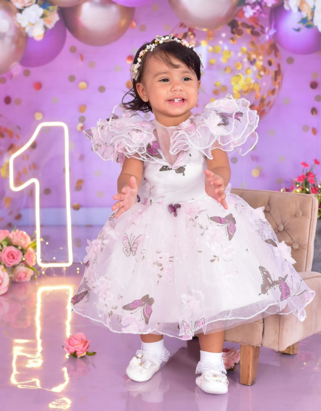 Vestito da festa per bambina con farfalla vaporosa