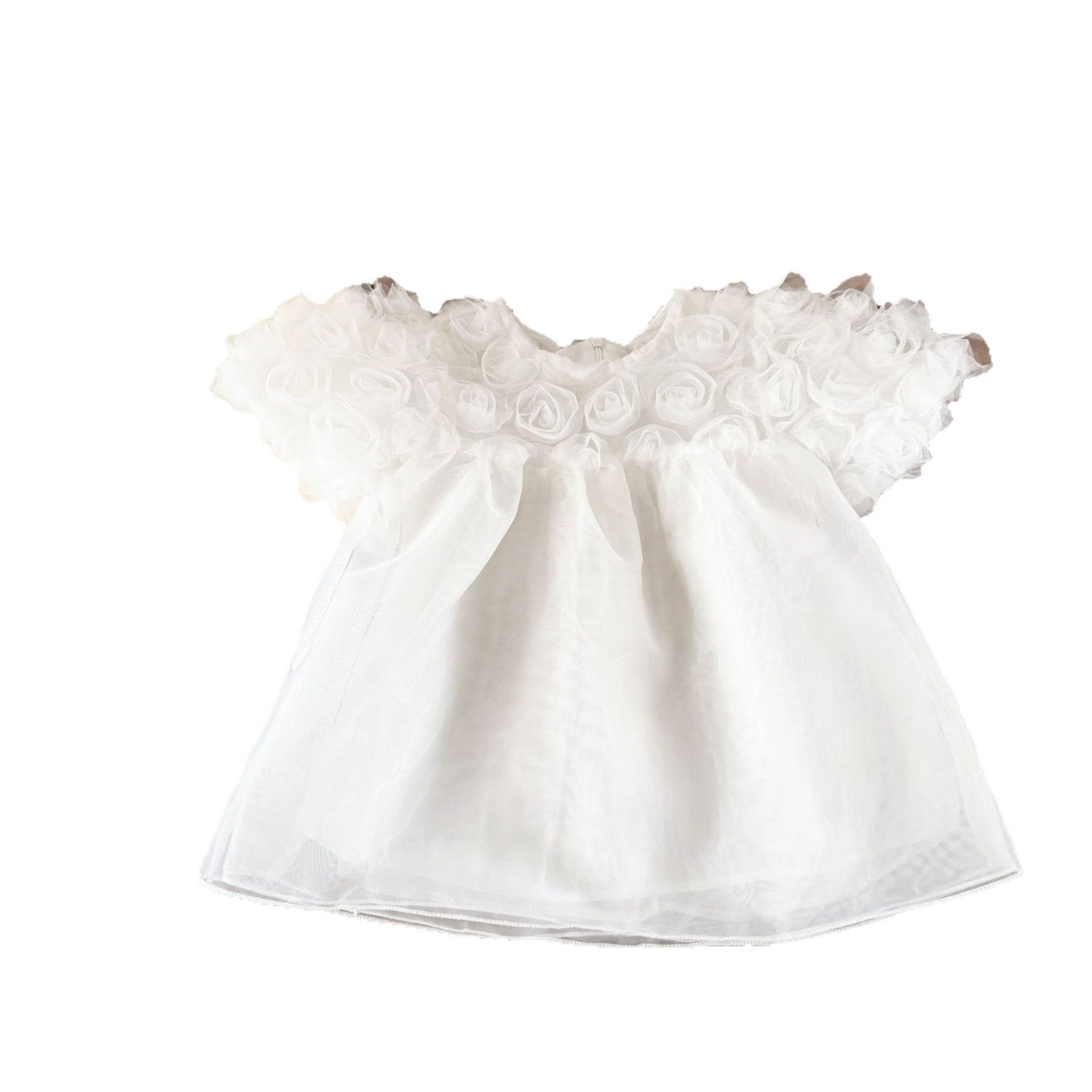 Sweet Short Sleeved Lace Flower Fairy Mesh Baby Dress