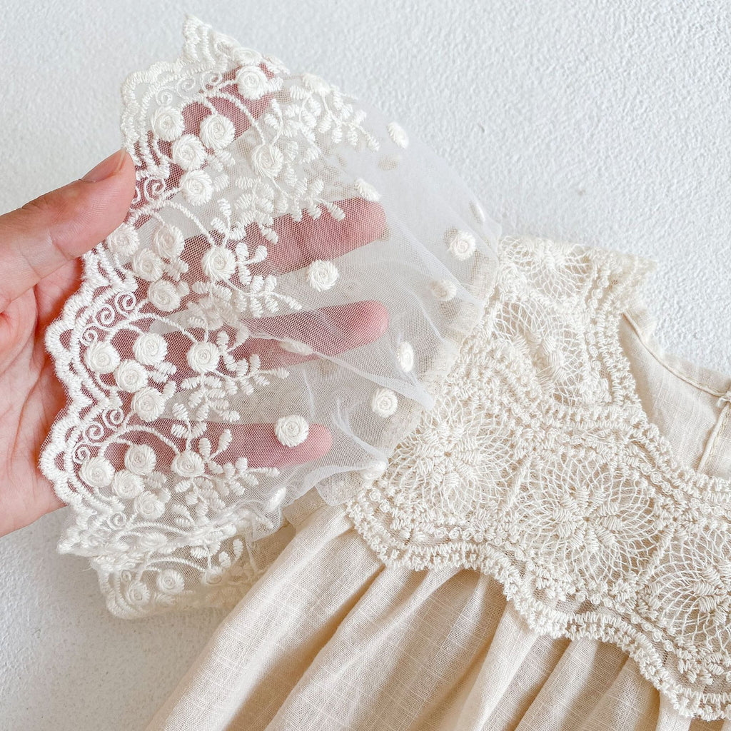 Baby Bodysuit with Lace Tulle Sleeves