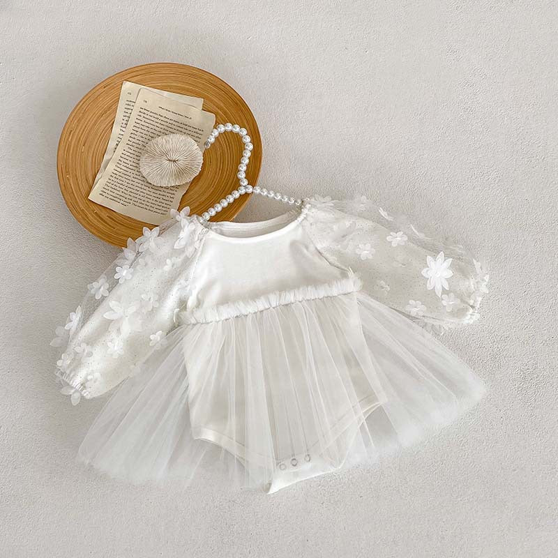 Floral Dress Romper Tulle Vestido Long Sleeve Baby Clothes