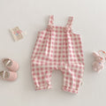 Baby Girl Plaid Bear Overall & Tee Set