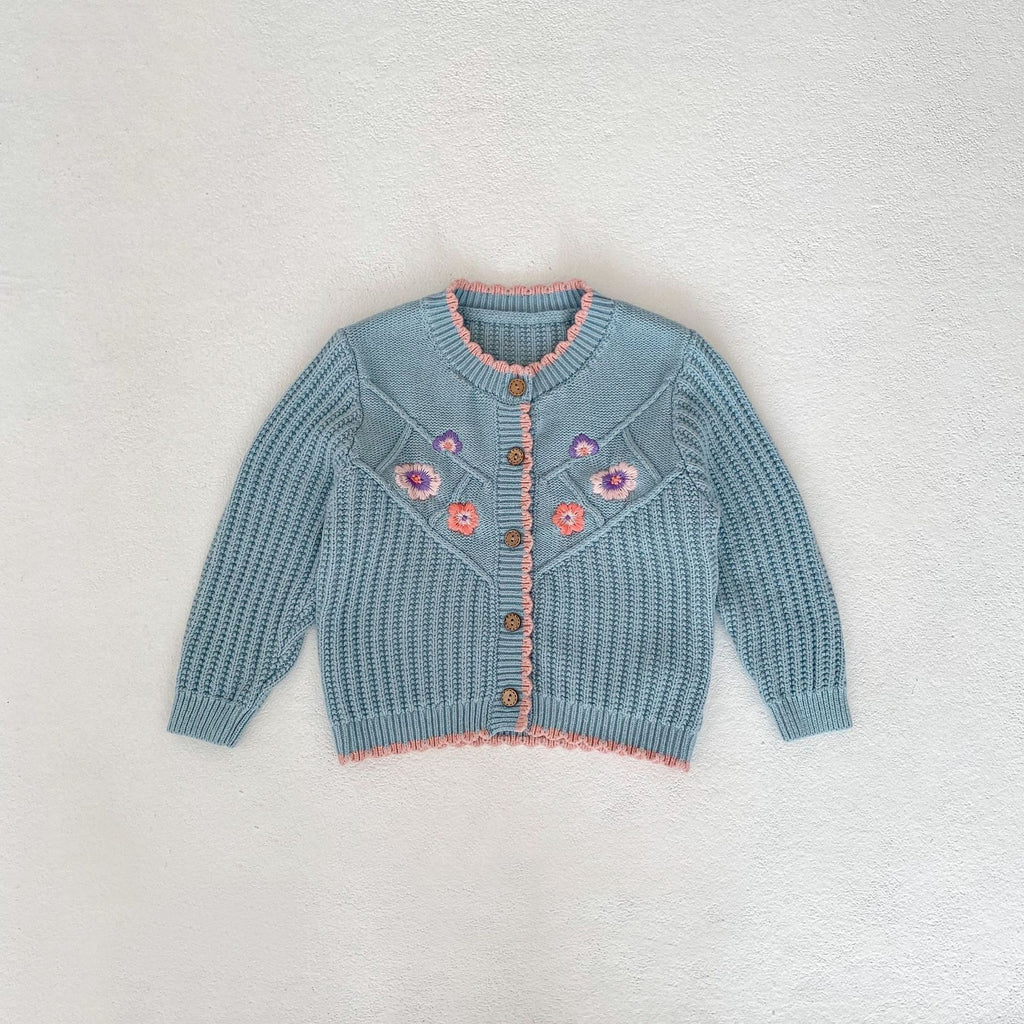 Children's Knitted Set with Little Flowers, 2 Pieces