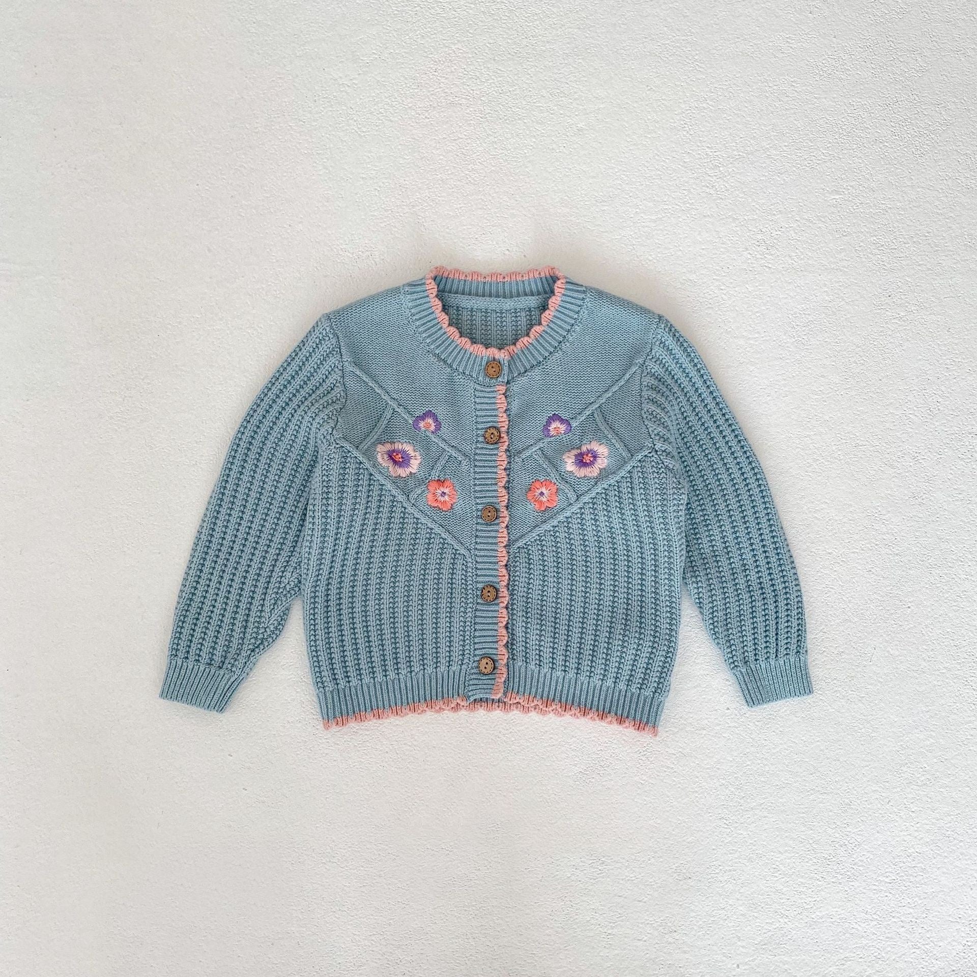 Children's Knitted Set with Little Flowers, 2 Pieces
