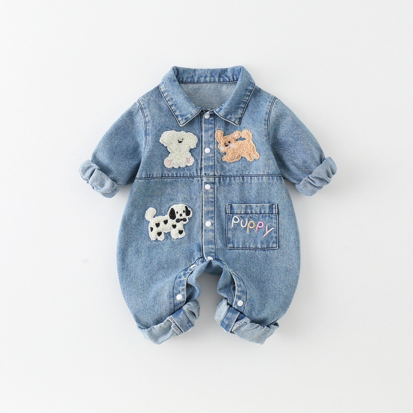 Denim Jumpsuit with Animal Print