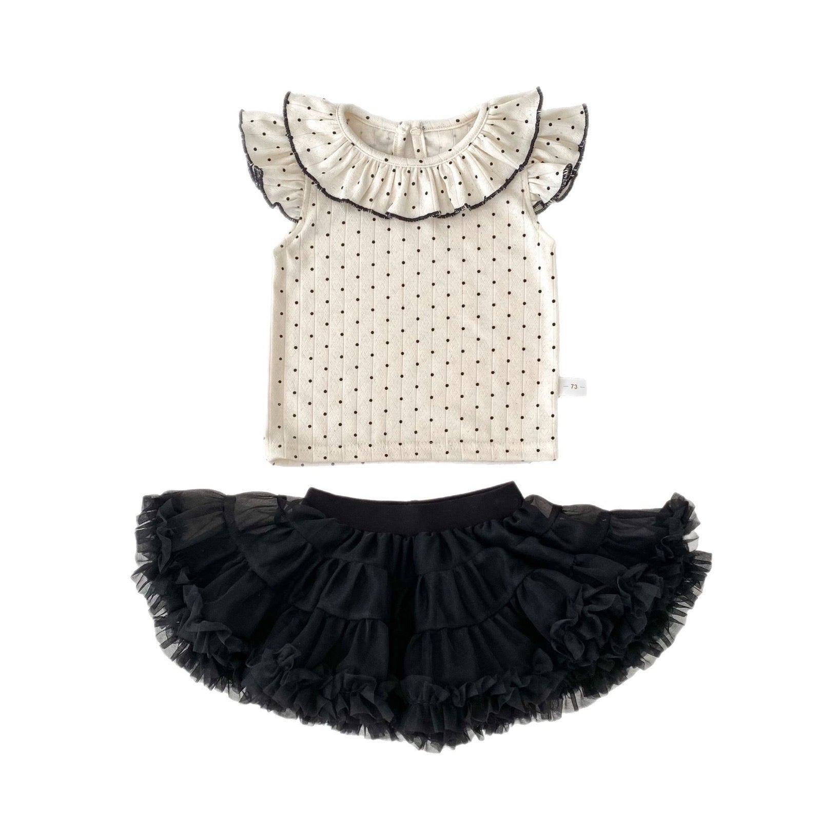 Girls' Polka Dot Outfit with Tulle Skirt