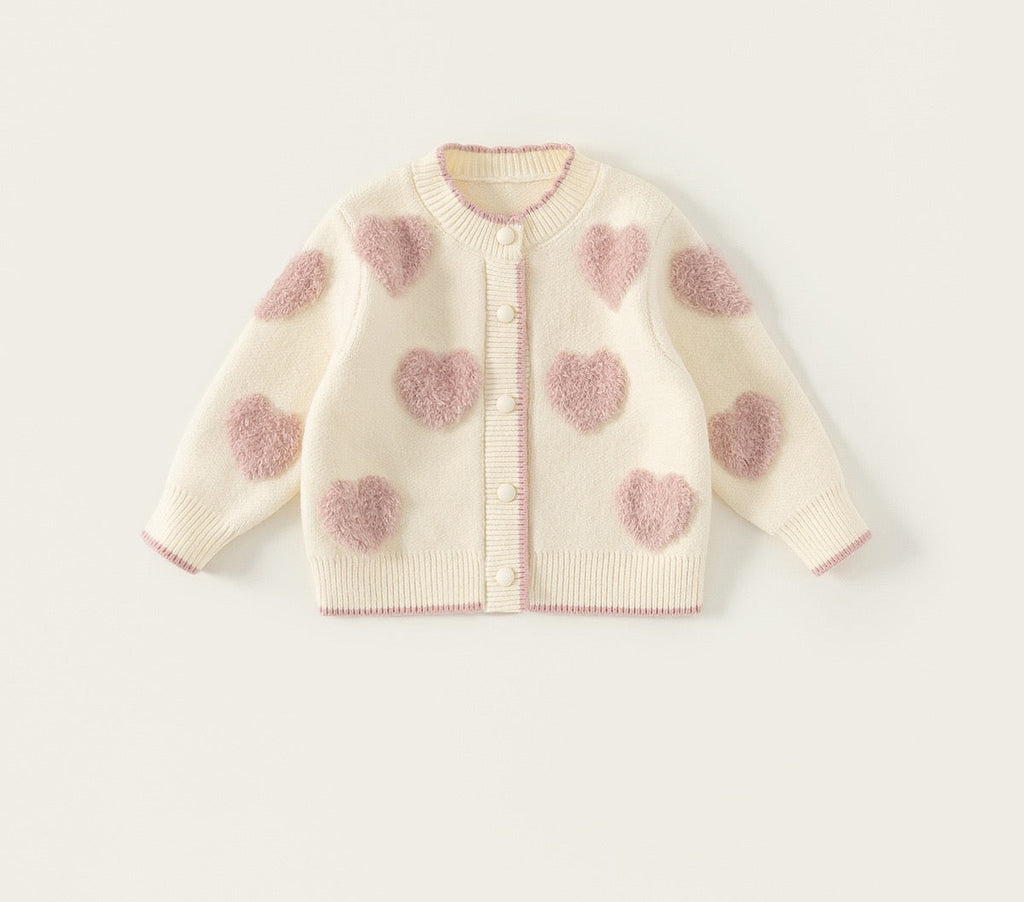 Knitted Cardigan with Hearts