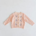 Children's Knitted Cardigan with Little Flowers