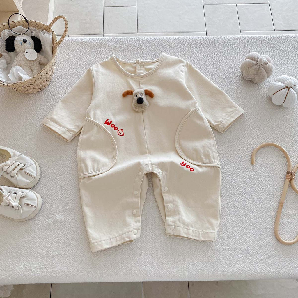 Baby Cartoon Letter Embroidered Long Sleeve Romper