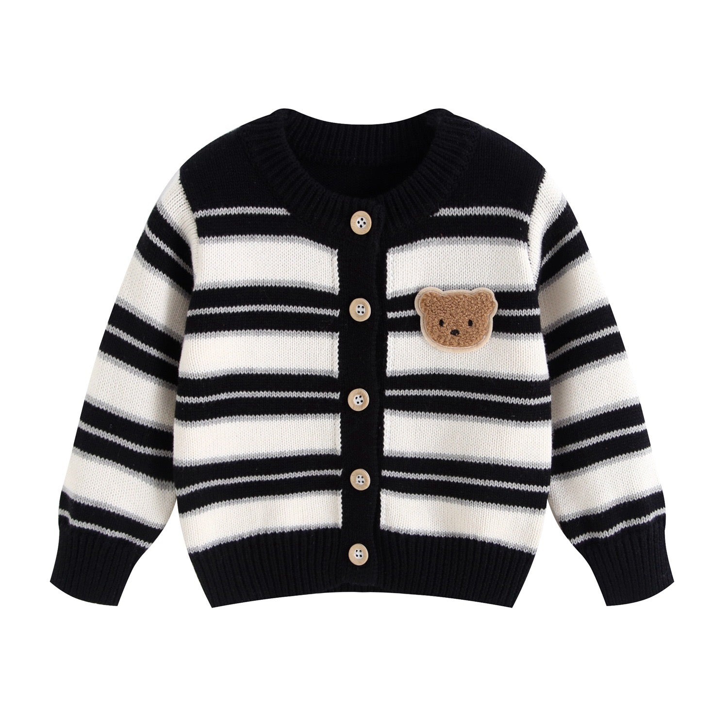 Knit Cardigan Striped Bear Outerwear Baby Boys Girls Cute Children Clothes