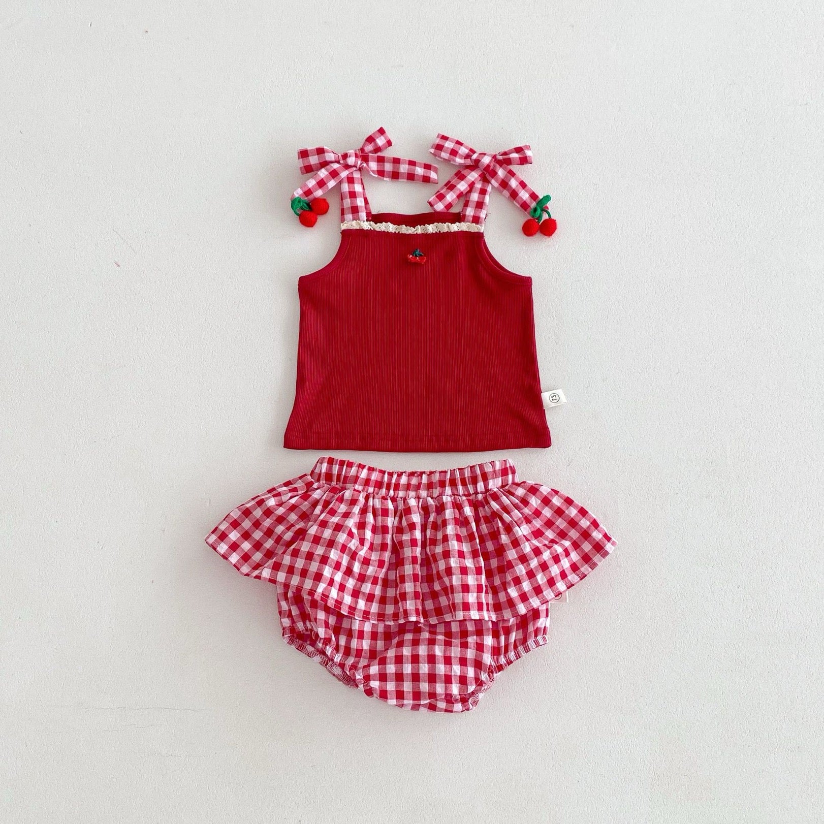 Baby Girls Strawberry Cami & Plaid Shorts Set