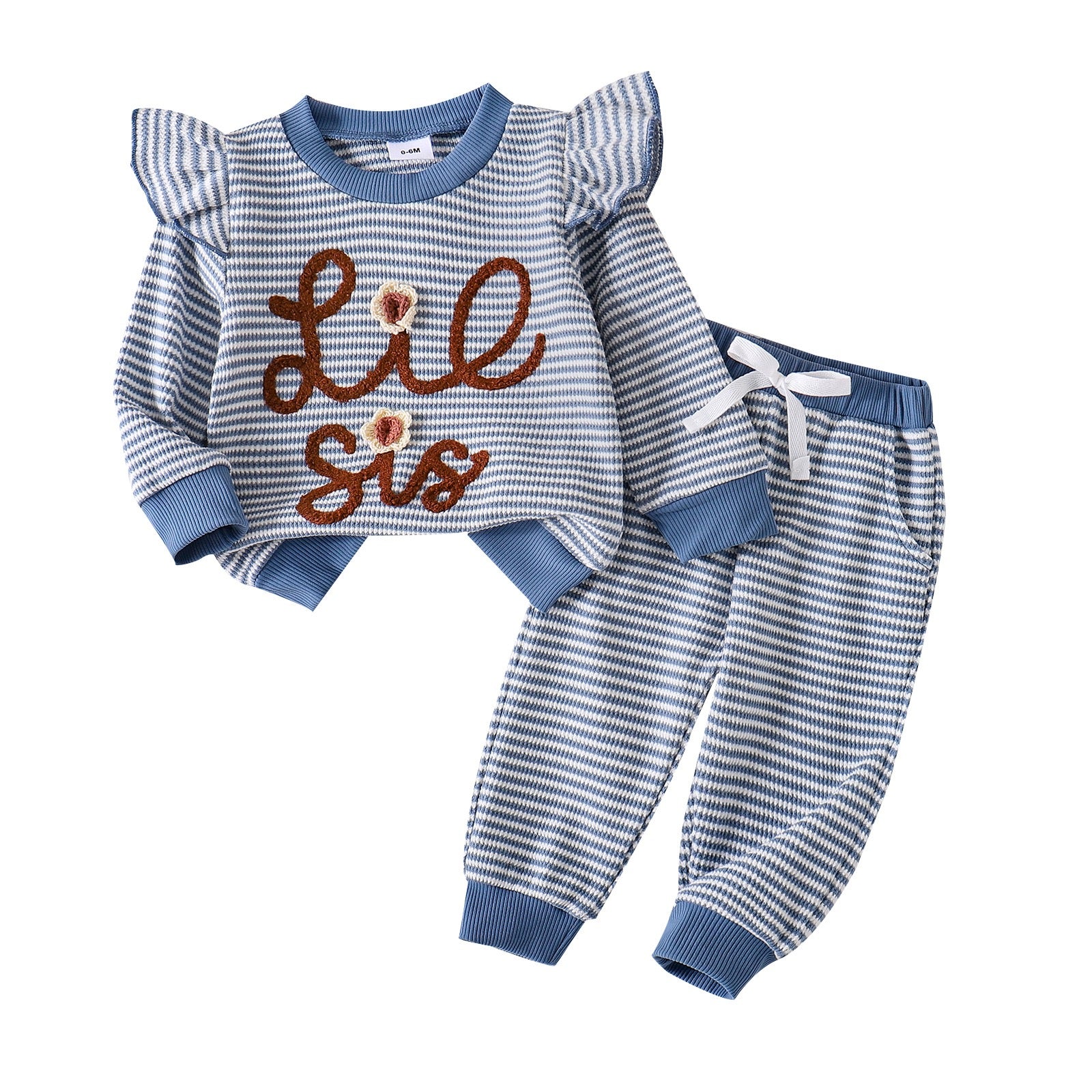 Toddler Girl Valentine Striped Heart Embroidered Set