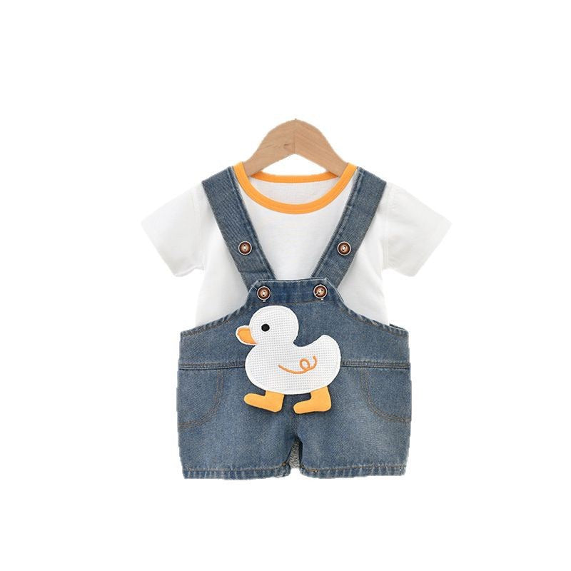 Salopette con T-shirt per cuccioli/anatroccoli