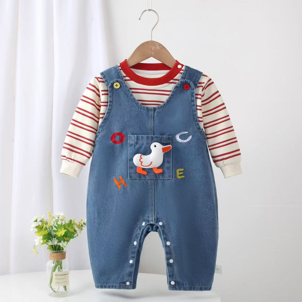 Baby Girls Cartoon Denim Overalls