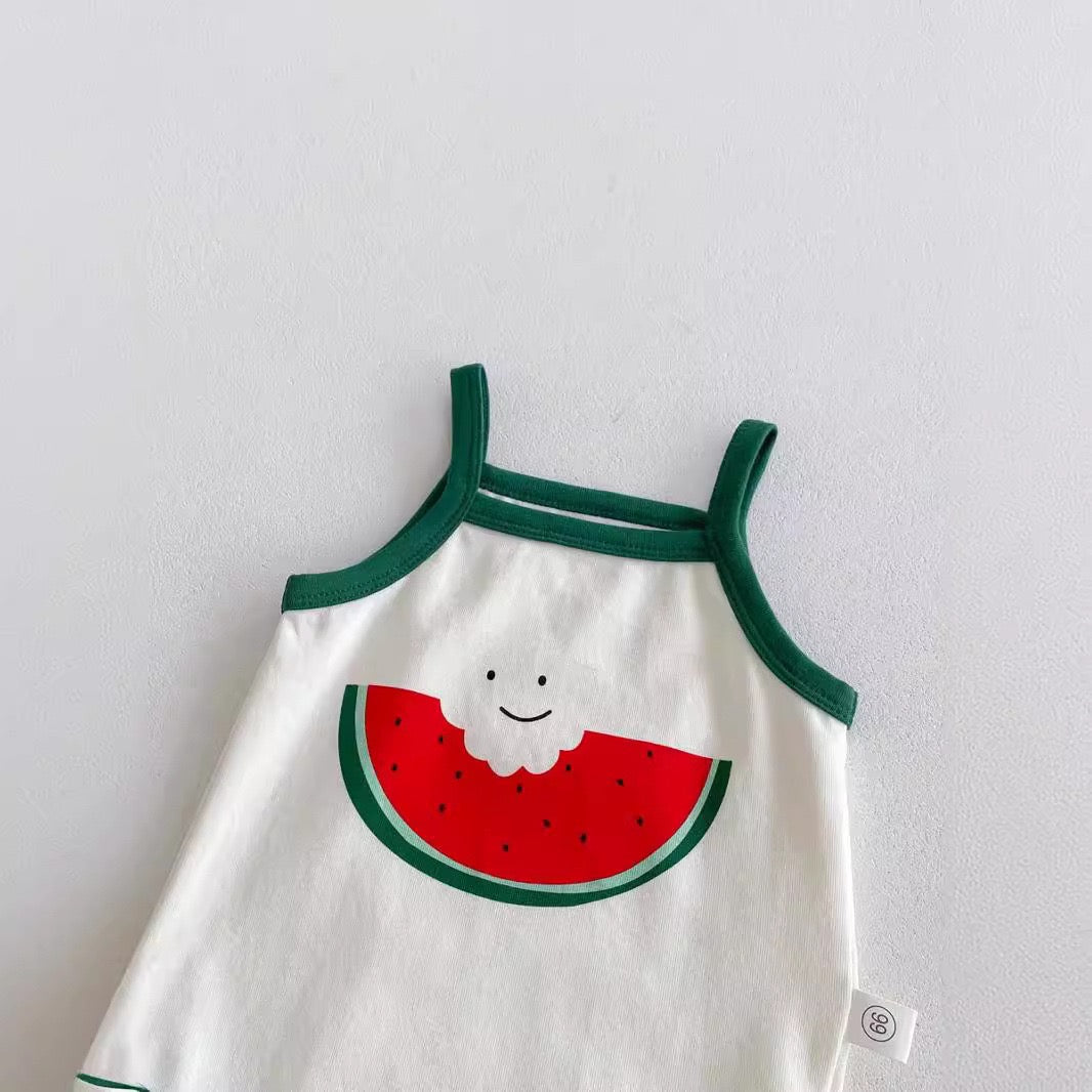 Watermelon Jumpsuit Hat 2pcs Baby Rompers
