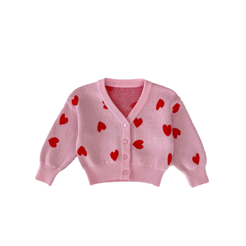 Pink Children's Cardigan with Hearts
