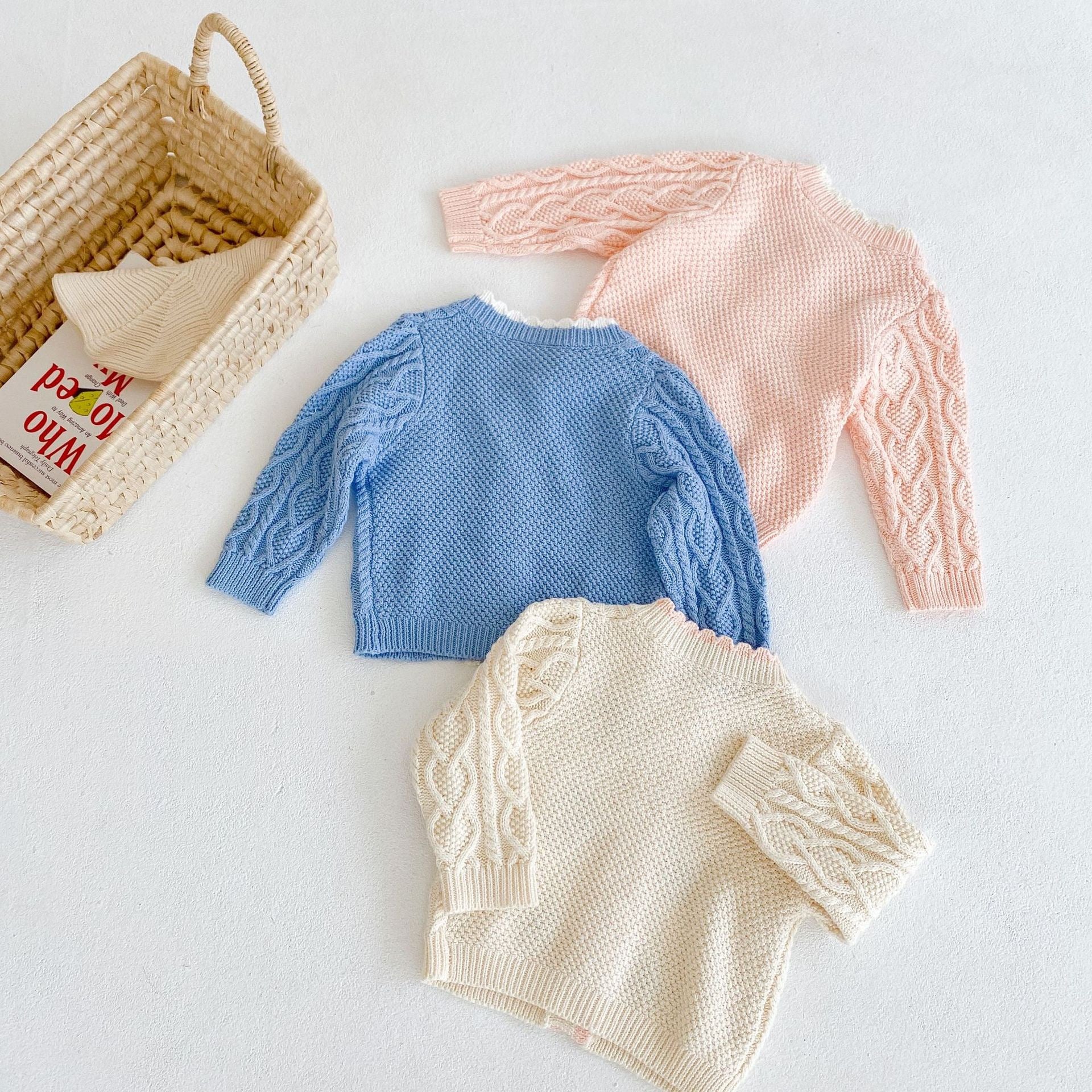 Children's Knitted Cardigan with Little Flowers
