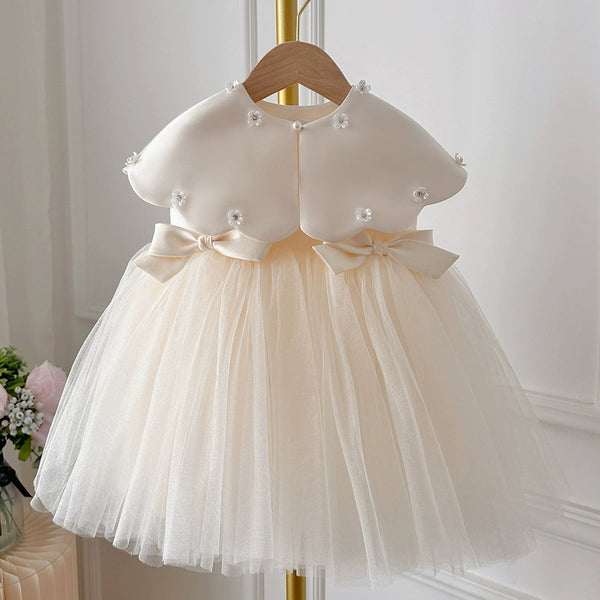 Children's Party Dress with Bows and Flowers