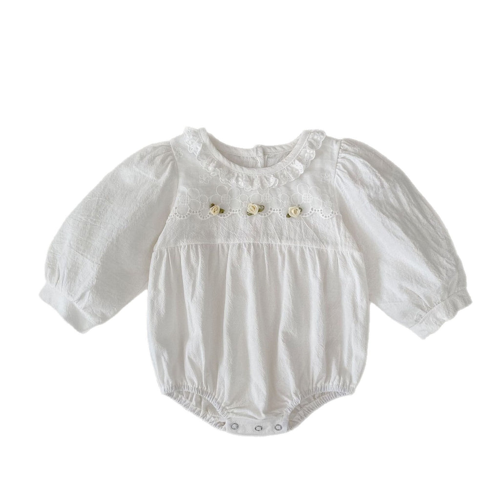 White Baby Bodysuit with Flowers