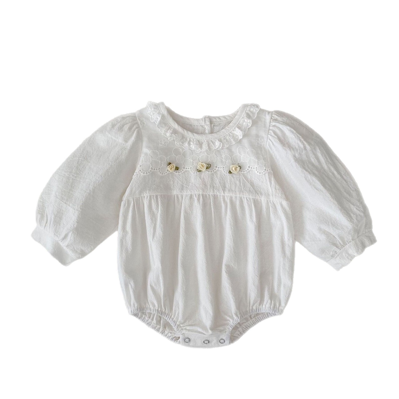 White Baby Bodysuit with Flowers