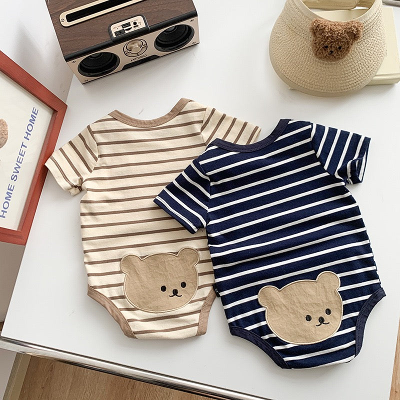 Baby Bodysuit with Teddy Bear Stripes