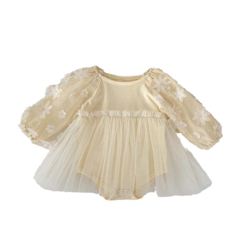 Floral Dress Romper Tulle Vestido Long Sleeve Baby Clothes