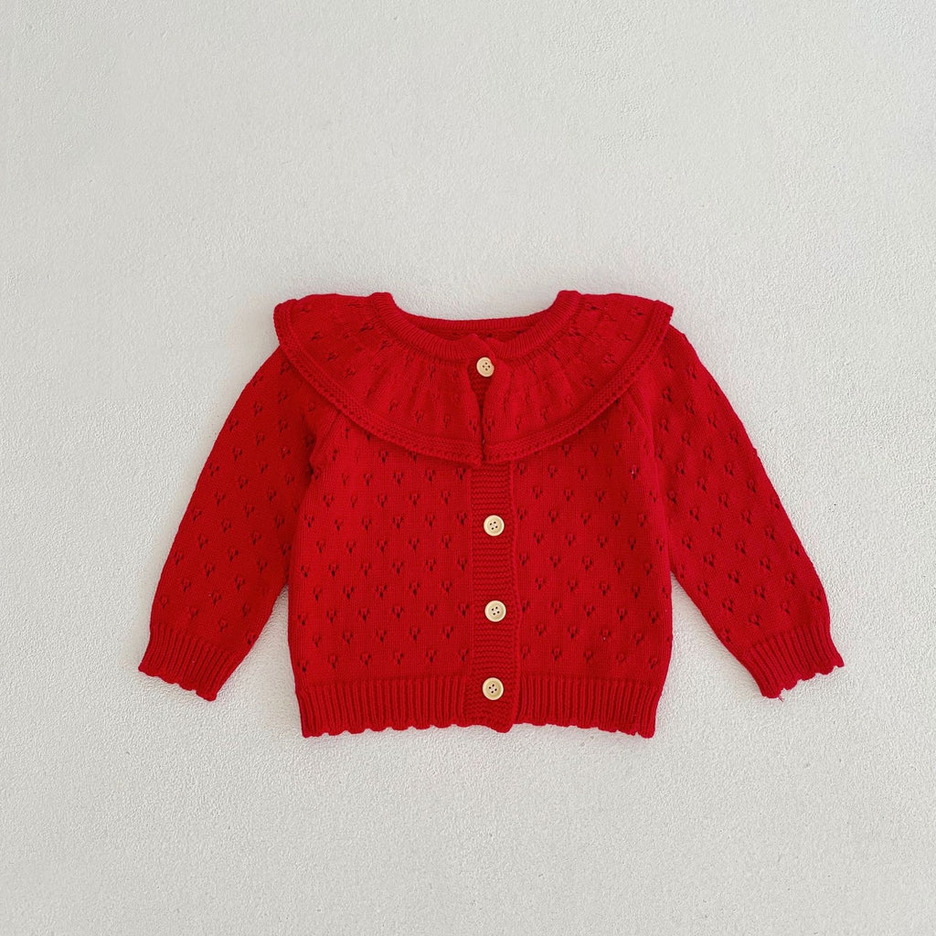 Baby Girls Retro Ruffle Collar Knitted Cardigan
