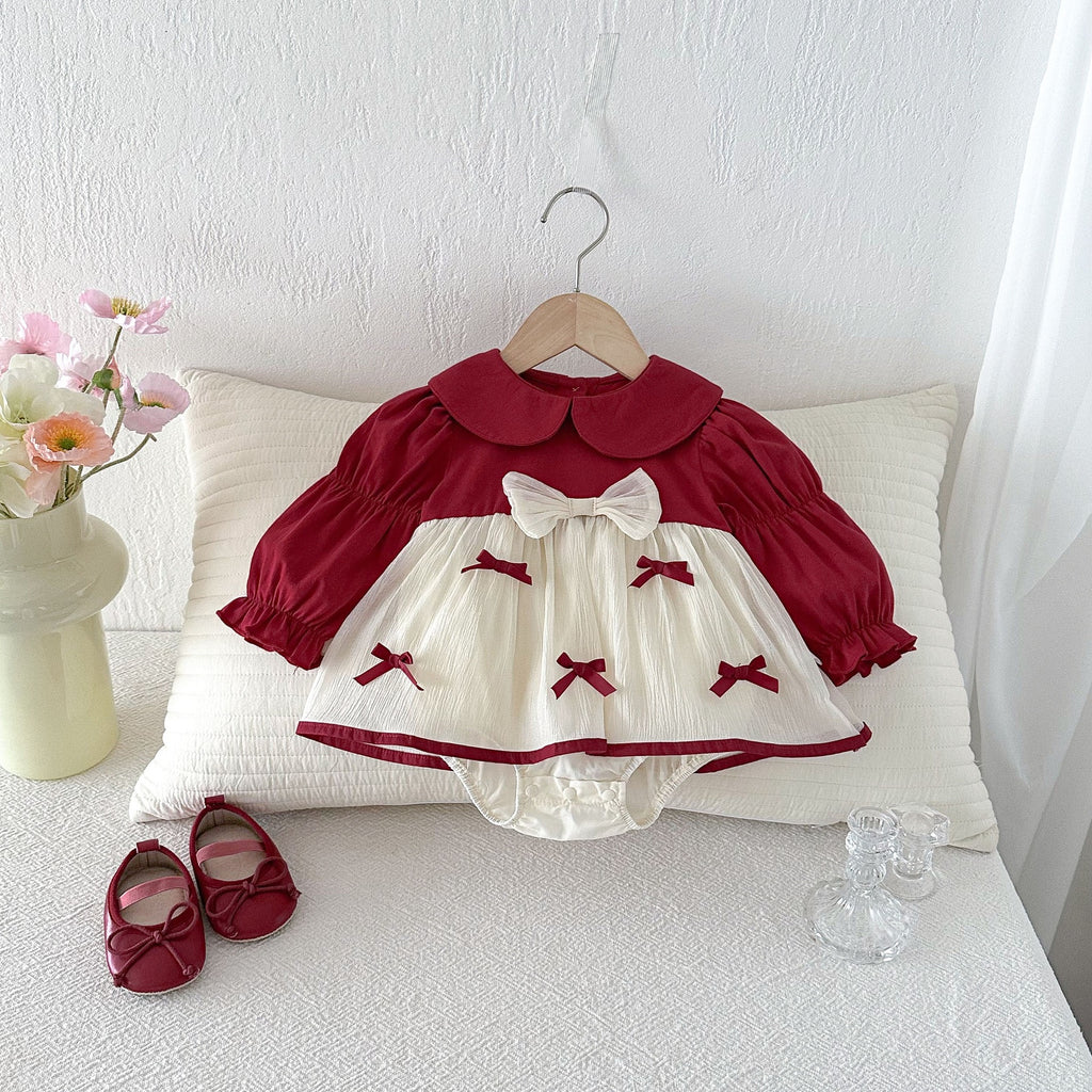 Baby Girl Red Bow Bodysuit Dress
