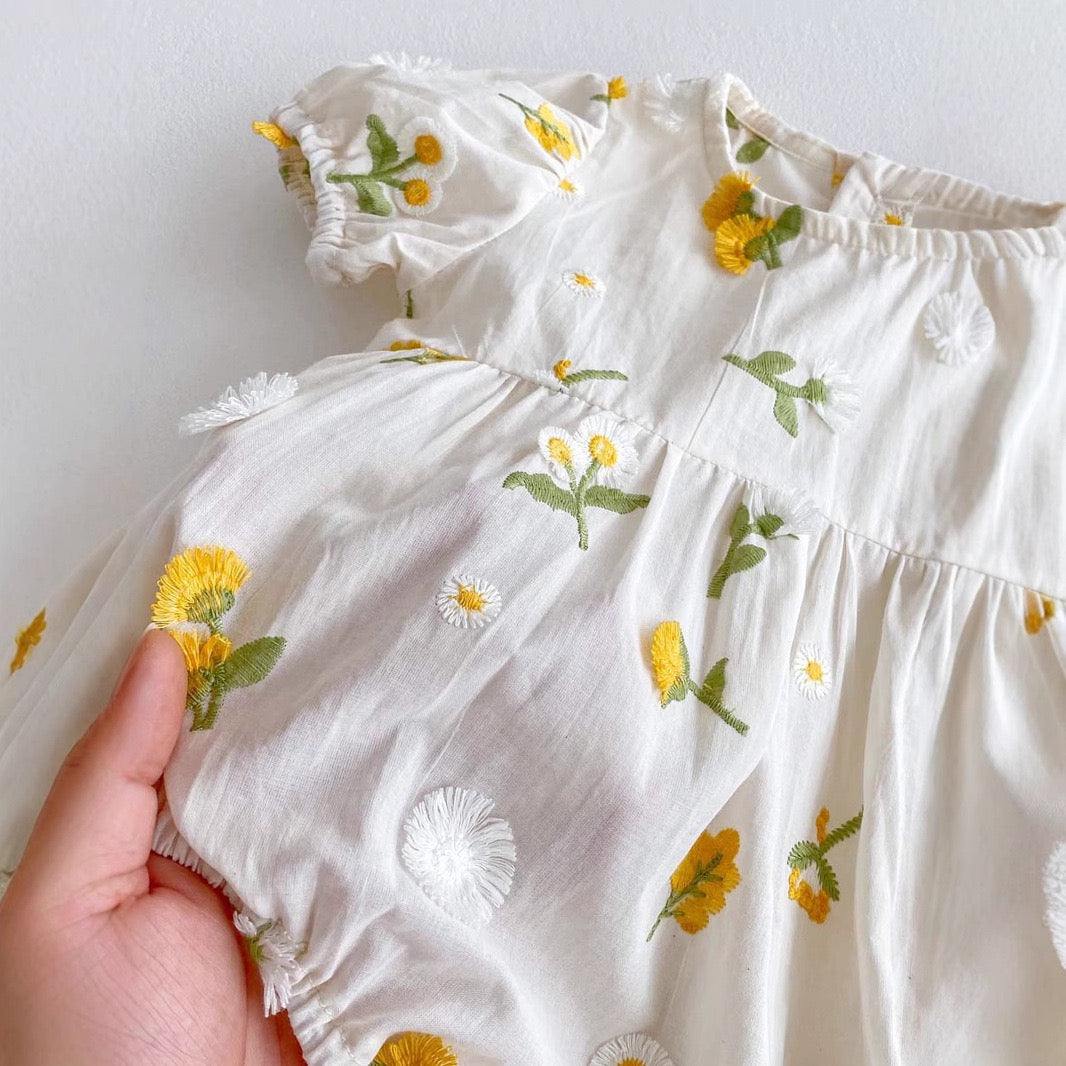 Baby Girls Daisy Embroidery Romper