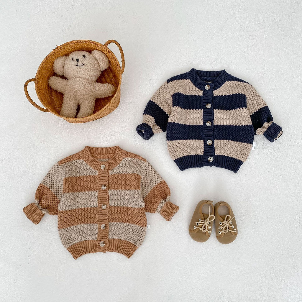 Baby Striped Knitted Cardigan Loose Outerwear