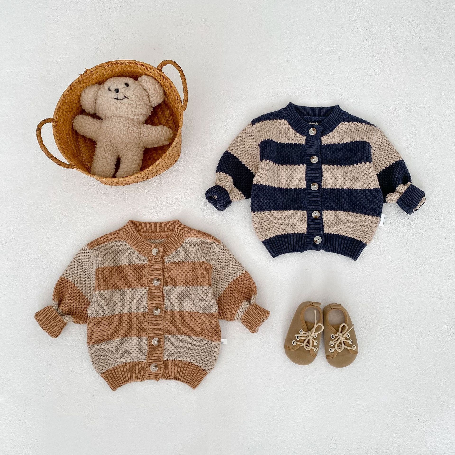 Baby Striped Knitted Cardigan Loose Outerwear