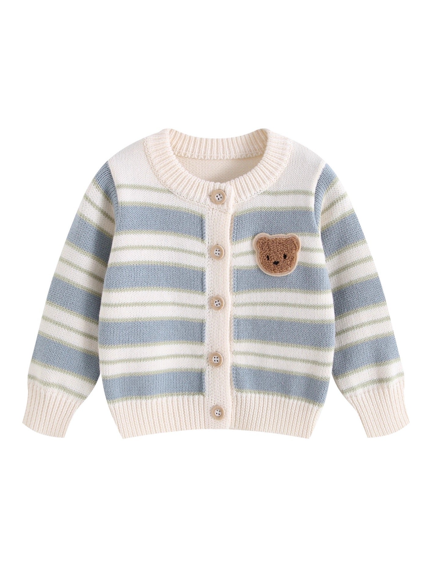 Knit Cardigan Striped Bear Outerwear Baby Boys Girls Cute Children Clothes