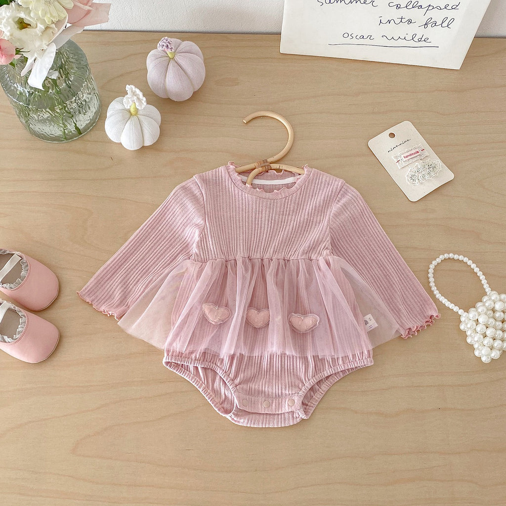 Baby Bodysuit with Tulle Skirt and Hearts