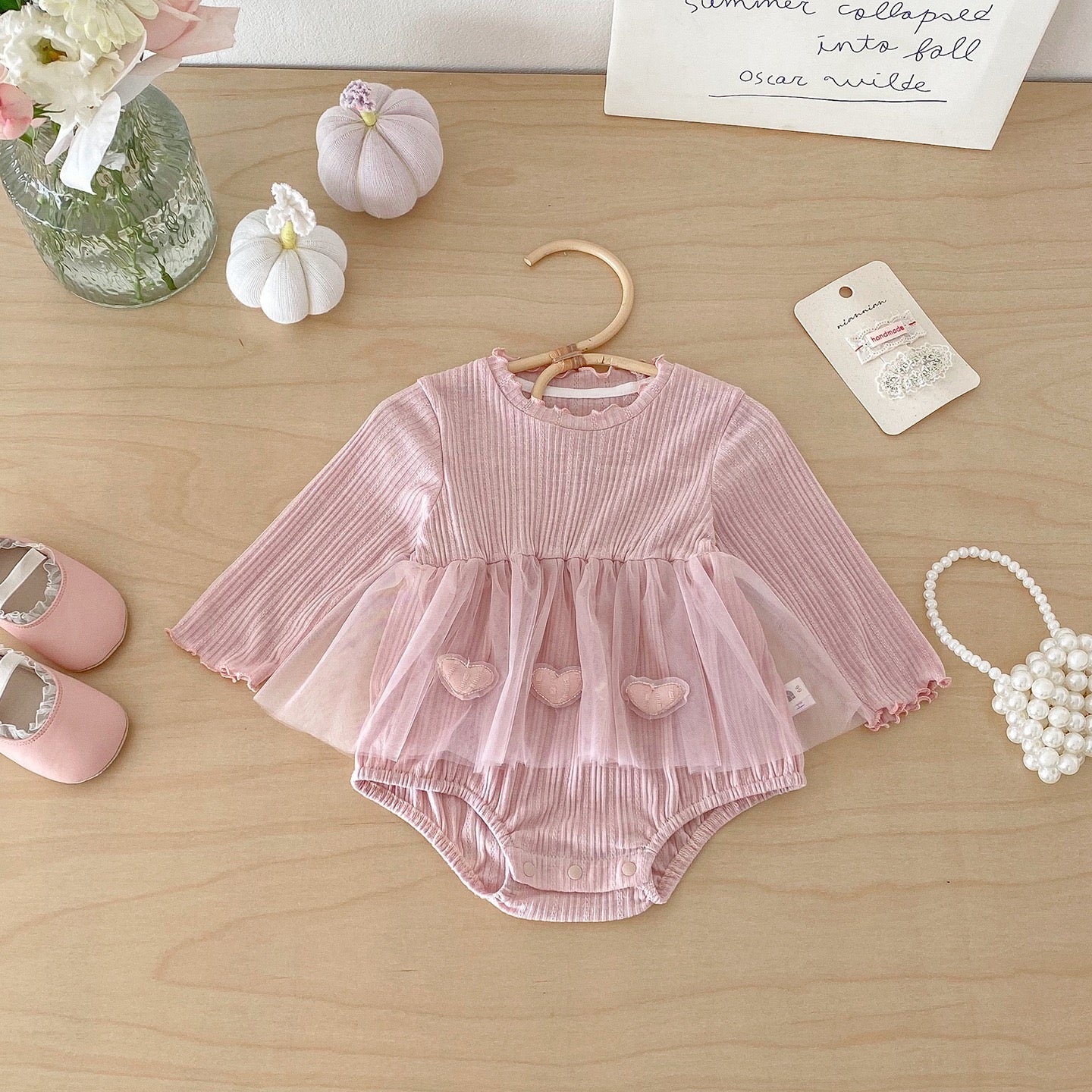 Baby Bodysuit with Tulle Skirt and Hearts