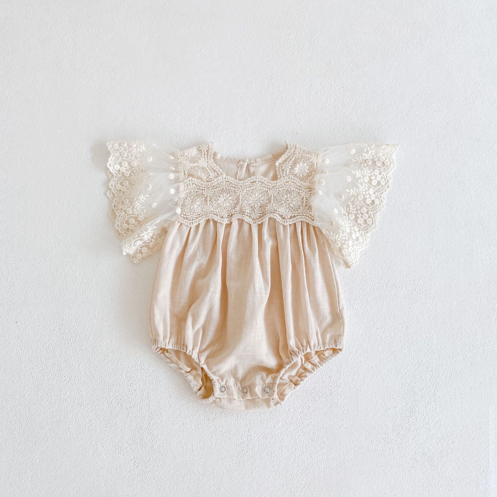 Baby Bodysuit with Lace Tulle Sleeves