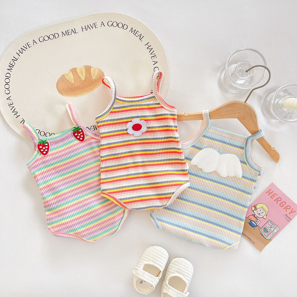 Baby Bodysuit with Floral Stripes