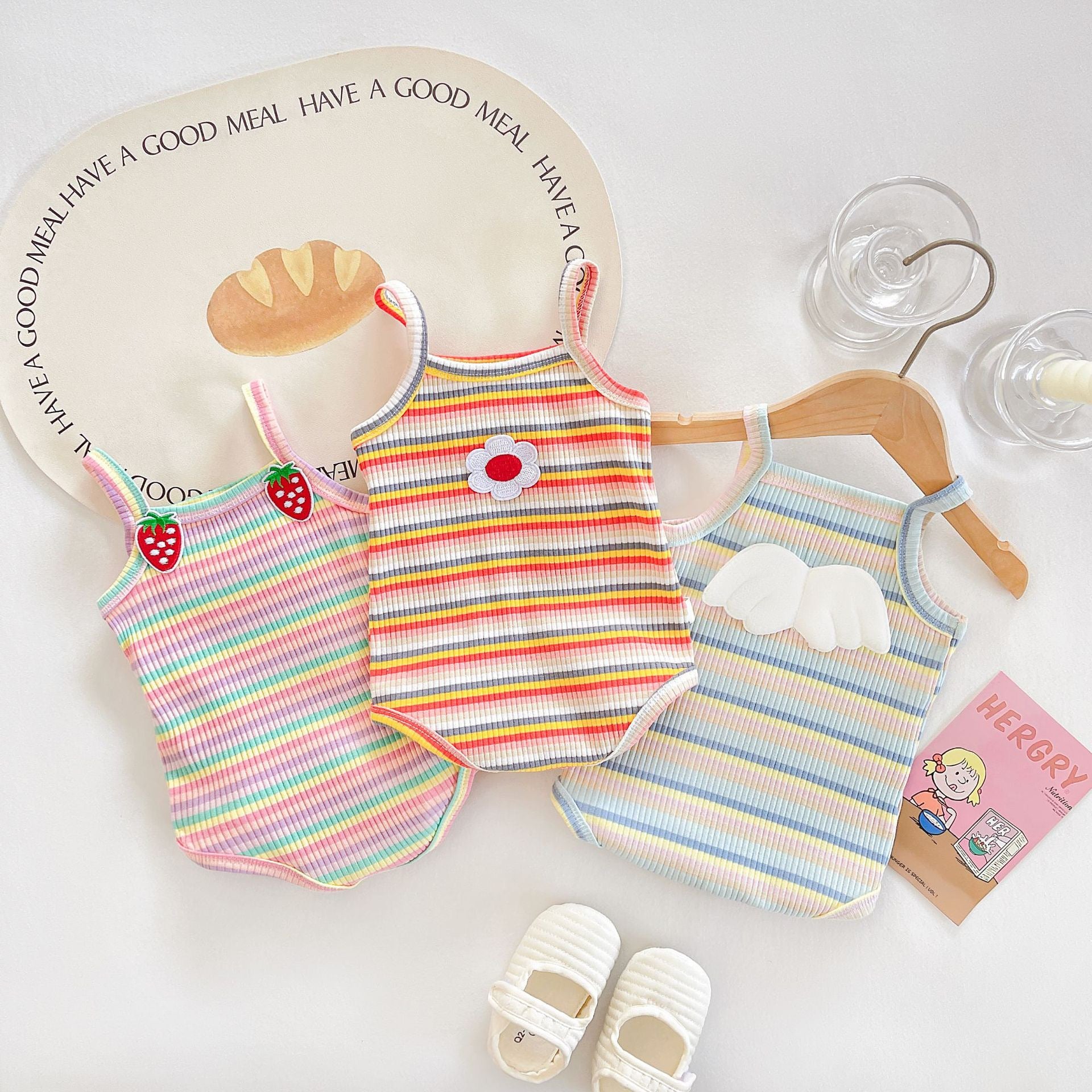 Baby Bodysuit with Floral Stripes