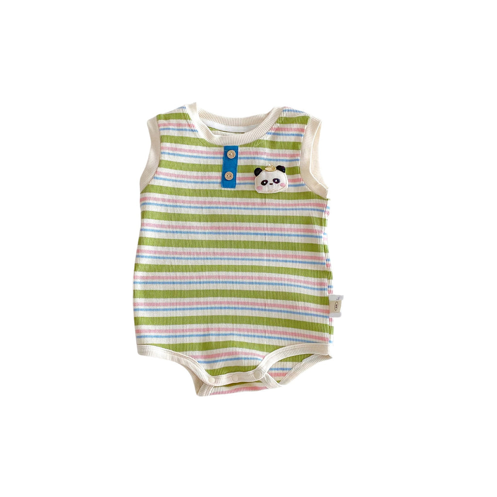 Baby Cartoon Striped Vest Romper