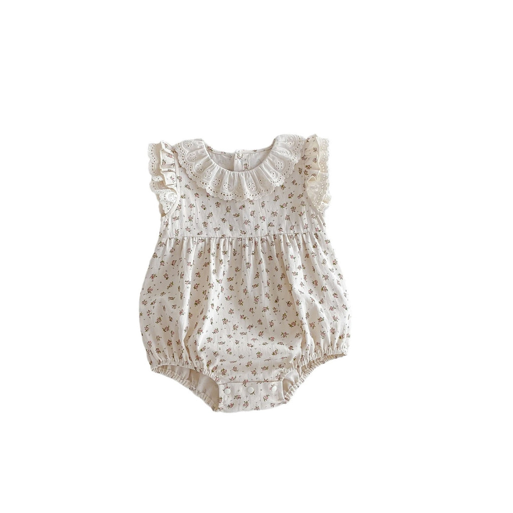 Baby Bodysuit with Lace and Flowers