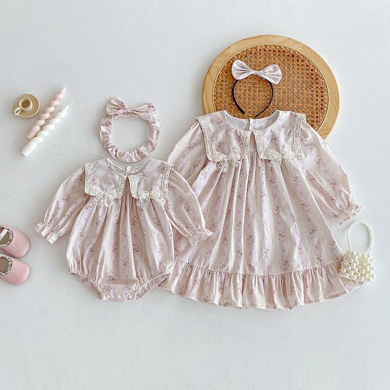 Infant Clothes Girls Family Sisters Matching Outfits Bow Bodysuit