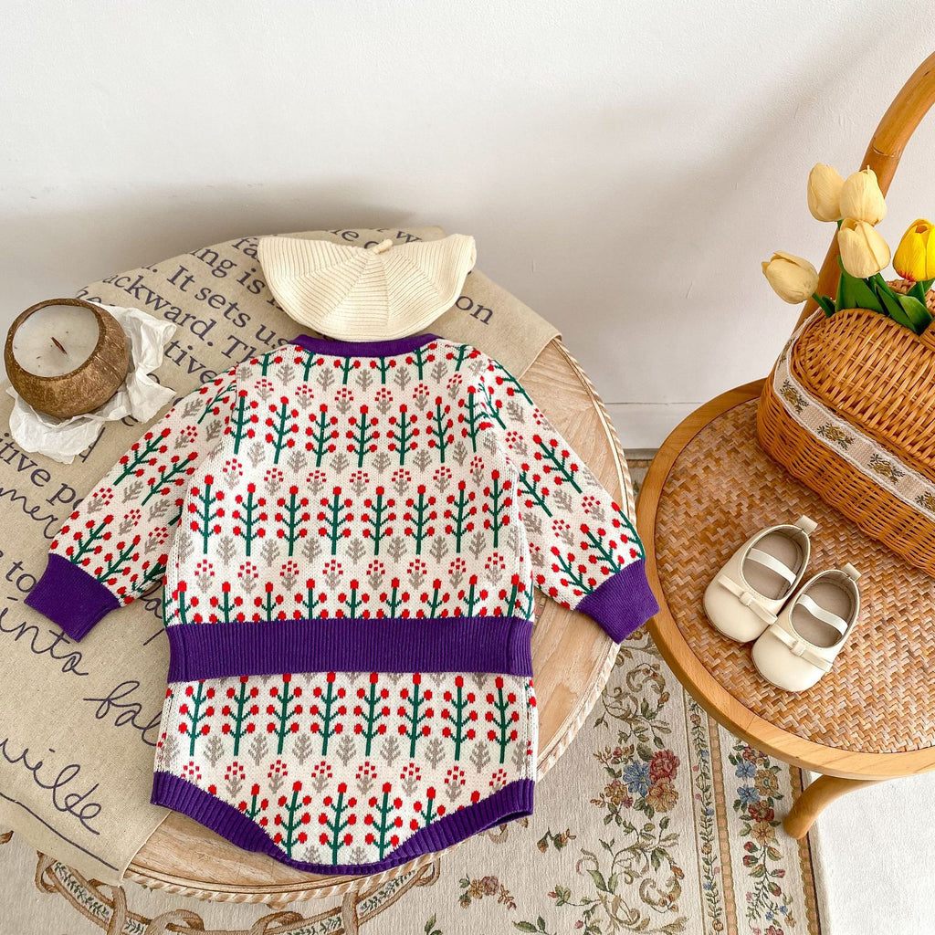 Children's Knitted Set with Little Flowers